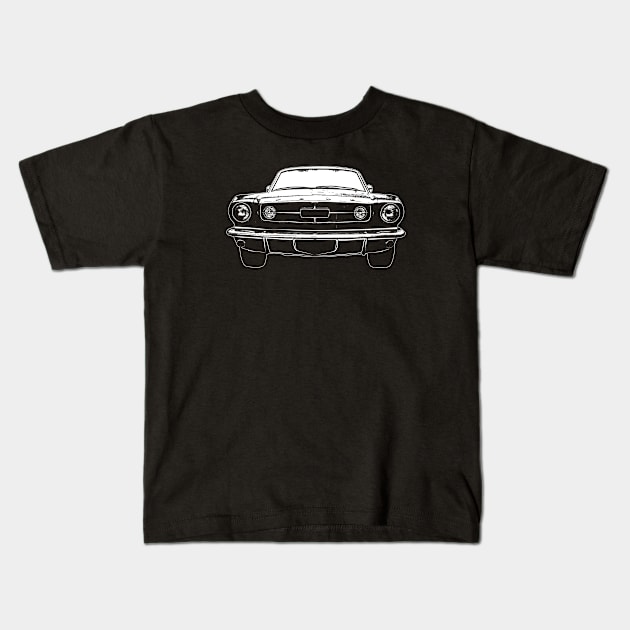 White Mustang Fastback GT Sketch Art Kids T-Shirt by DemangDesign